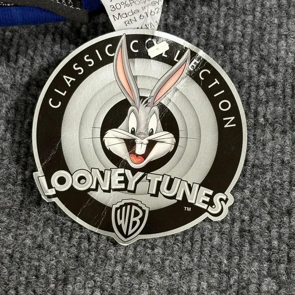 Vintage Looney Tunes Sweatshirt Boys 10-12 Blue Sylvester Tweety Fleece 90s